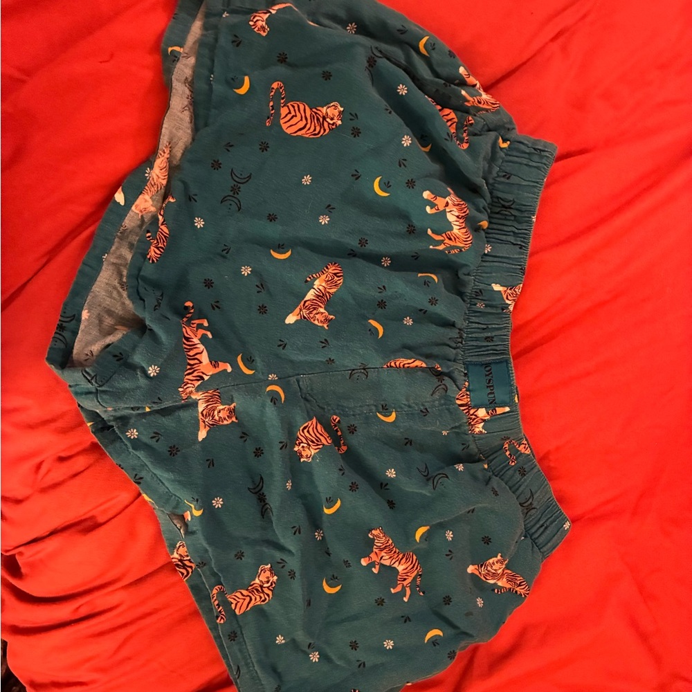 Teal Tiger Print Women's Pajama Shorts